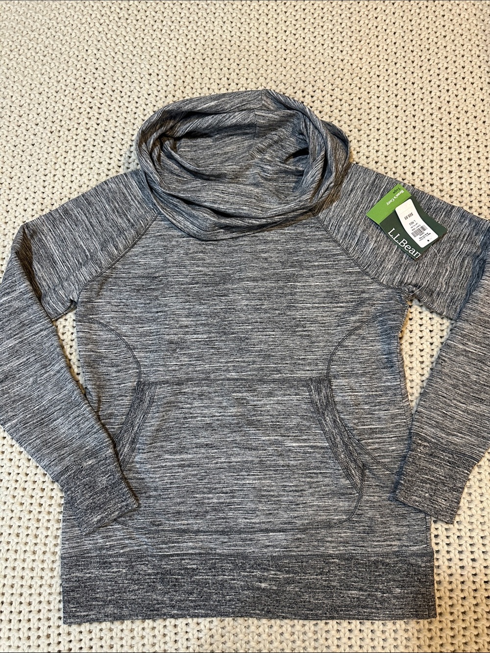 NWT L.L. Bean Women's Heather Gray Cowl Neck Pullover Sweater